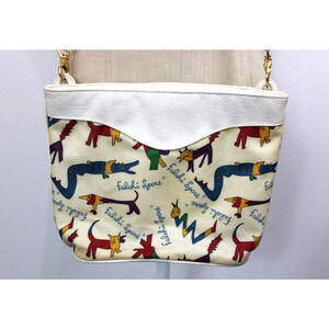 Vintage 80s Falchi Sport Crossbody Purse Graffiti Coated Canvas Leather Handbag